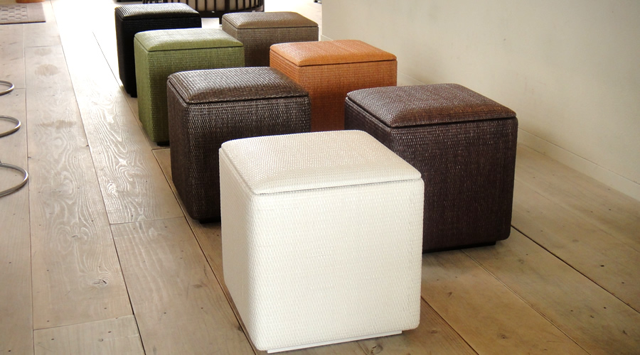 ラタン キューブスツールボックス 収納